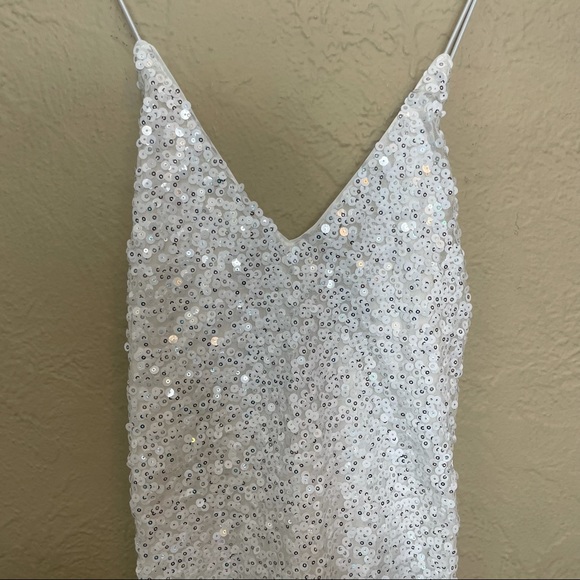 LULUS Force Of Fashion White Backless Sequin Mini Dress Large - Picture 6 of 8